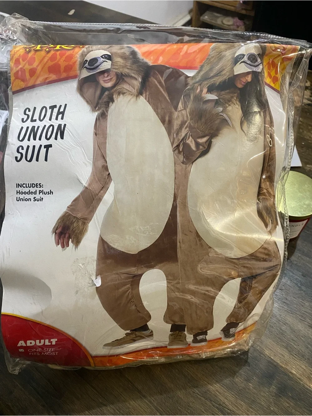 Sloth Union Suit Hooded Plush Costume - Brown